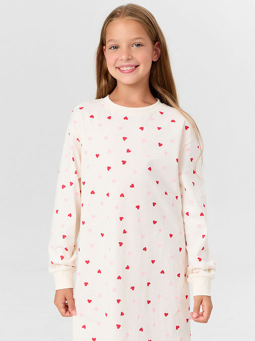 Сорочка ночная для девочек бежевая в сердечки - Mark formelle фото 3