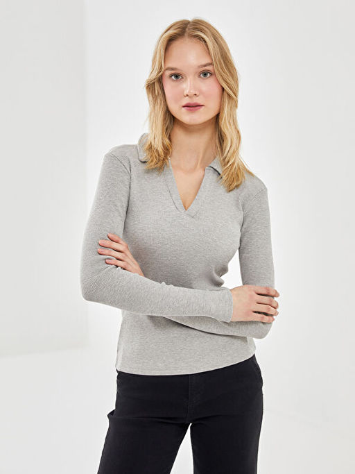 Polo Yaka Dokulu Kad?n Ti??rt