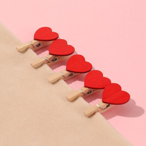 Цена за 2 шт. Прищепки для шитья «С сердцем», 3,5 × 2 × 1 см, 10 шт, цвет красный