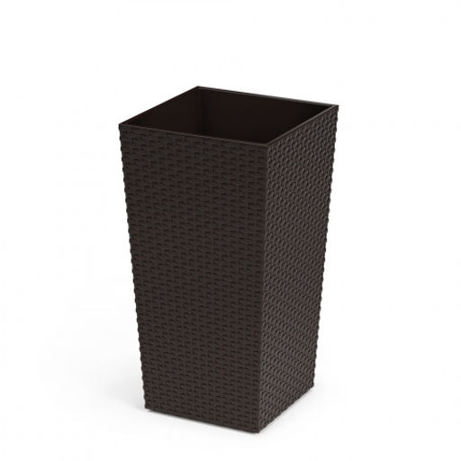 Кашпо напольное "Ротанг" 340х320х615мм (со вставкой)(мокко) 27/47л. М8848