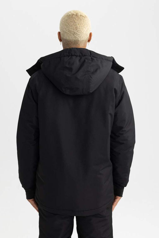 Водоотталкивающее пальто DeFactoFit с капюшоном на флисовой подкладке и на молнии  фото 11