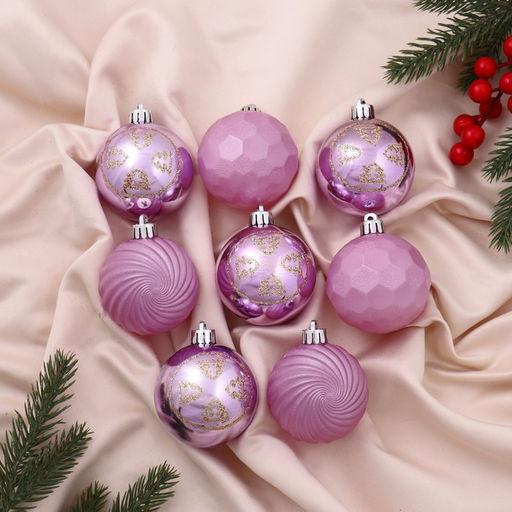 Ёлочные игрушки Шанталь, шары новогодние, d=6 см, набор 8 шт.