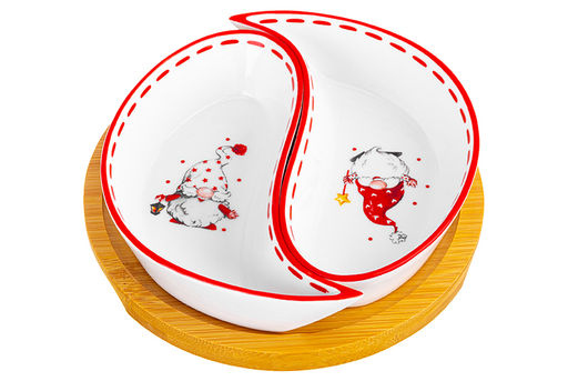 Тарелка под оливки 100 мл 15*15*3,5 см Весёлые гномики на деревянной подставке - Elan gallery фото 17