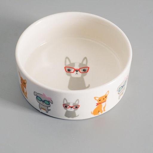 Миска керамическая Важный пес 250 мл - 11.511.55 см, белая - Пижон фото 3