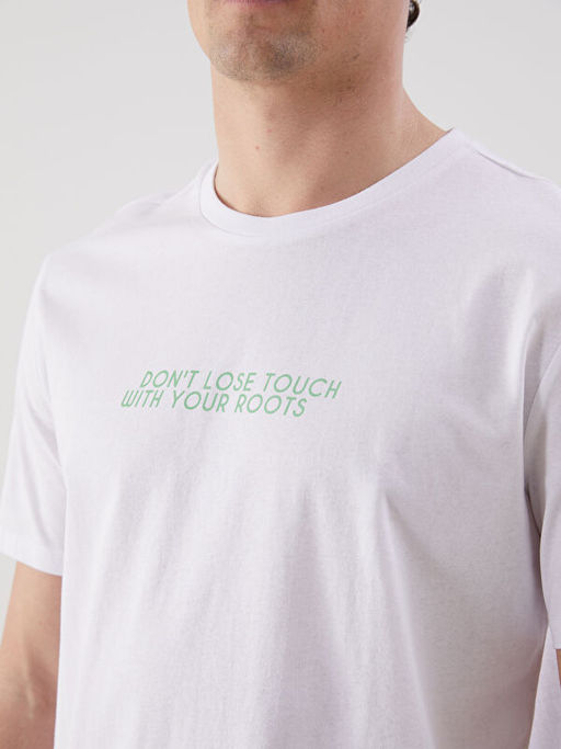 Bisiklet Yaka K?sa Kollu Bask?l? Penye Erkek Ti??rt