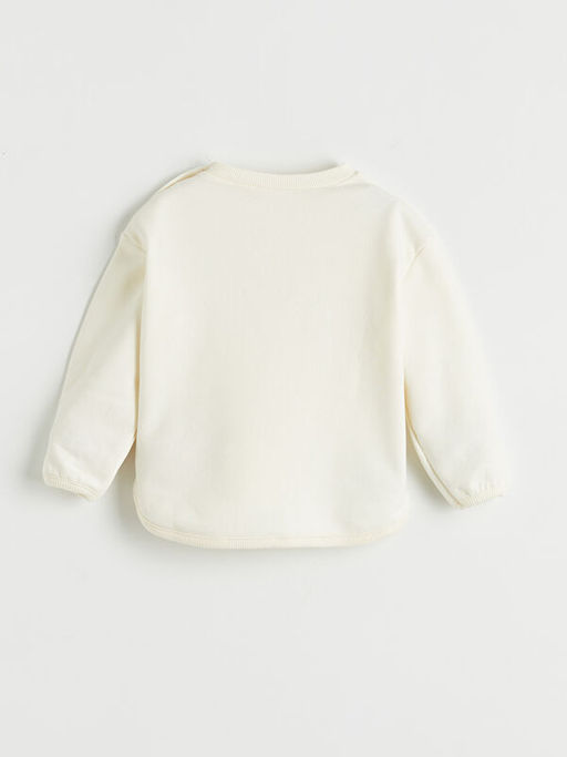 Bisiklet Yaka Bask?l? K?z Bebek Sweatshirt