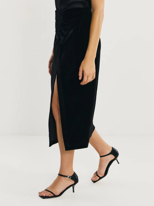 Юбка миди из бархата с разрезом / Zarina