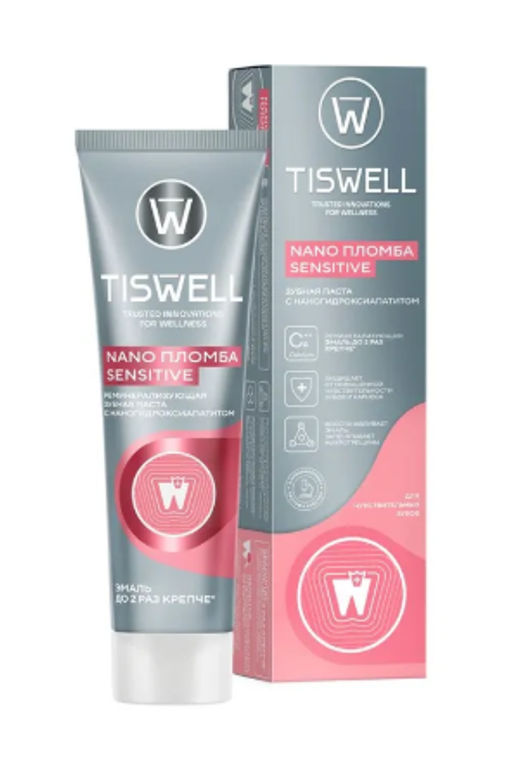TISWELL зубн.паста 110гр Отбеливающая реминерализующая д/чувствительных зубов с наногидроксиапатитом