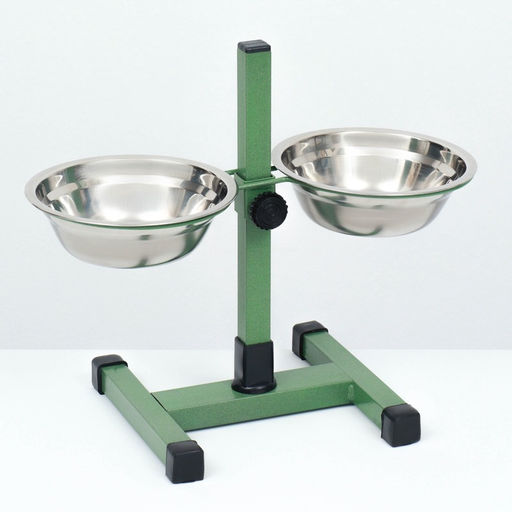 Подставка с мисками, 2500 мл, высота 30 см, разборная, зелёная - Пижон фото 2