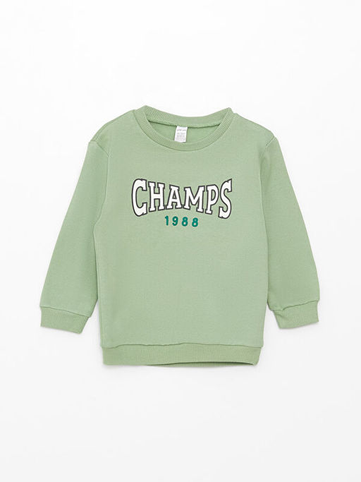 Bisiklet Yaka Uzun Kollu Bask?l? Erkek Bebek Sweatshirt 2li - Waikiki фото 2