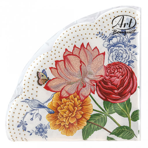 Салфетки бумажные Art Bouquet Rondo д32см, 3-х слойные, 12 штук в упаковке, 100% целлюлоза, Лотос (Россия) - Домашняя мода фото 2