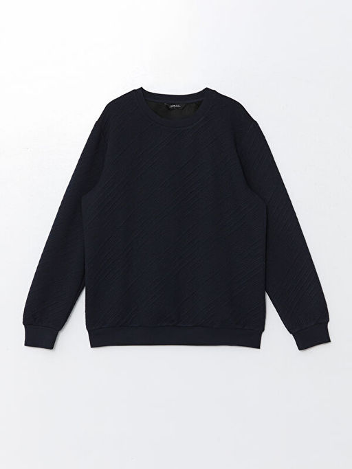 Bisiklet Yaka Uzun Kollu Erkek Sweatshirt