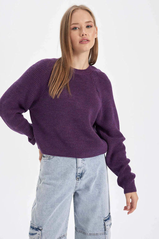 Крутой свитер стандартной посадки с круглым вырезом - Defacto фото 3