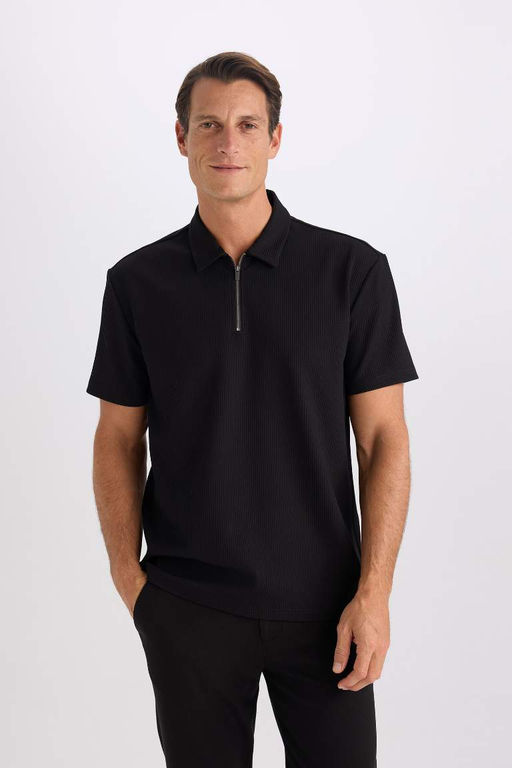 Regular Fit Fermuarl? K?sa Kollu Polo Tisort - Defacto фото 2