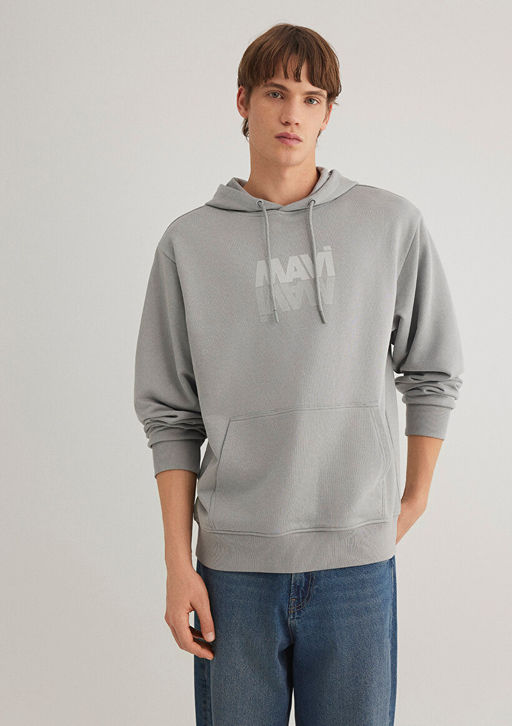 Mavi Logo Bask?l? Kapusonlu Gri Sweatshirt  фото 2