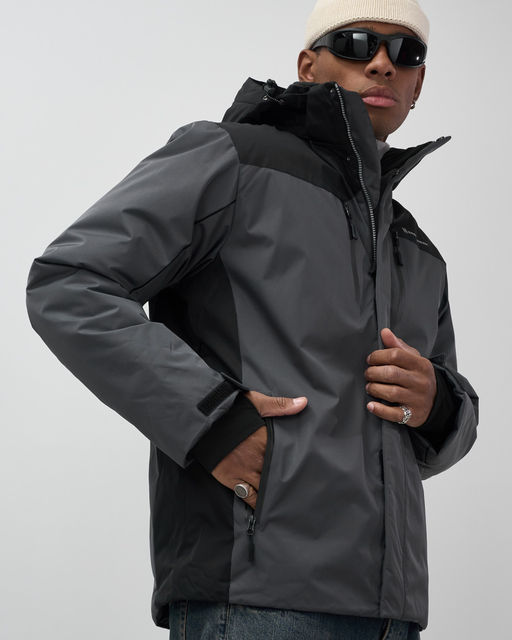 Горнолыжная куртка мужская зимняя темно-серого цвета 7611TC - Mtforce фото 5