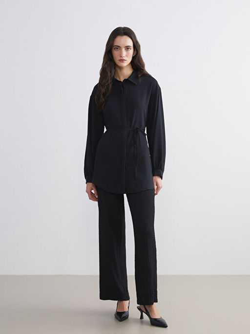 Dokulu Oversize Kad?n G?mlek Tunik