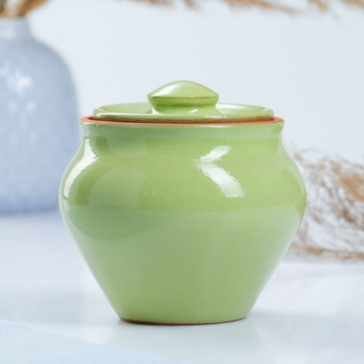 Горшочки для запекания Вятская керамика, набор 6 шт., ухват, полка, 500 мл, салатовый