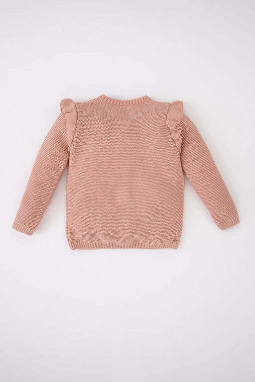 Трикотажный кардиган с круглым вырезом для маленьких девочек - Defacto фото 5