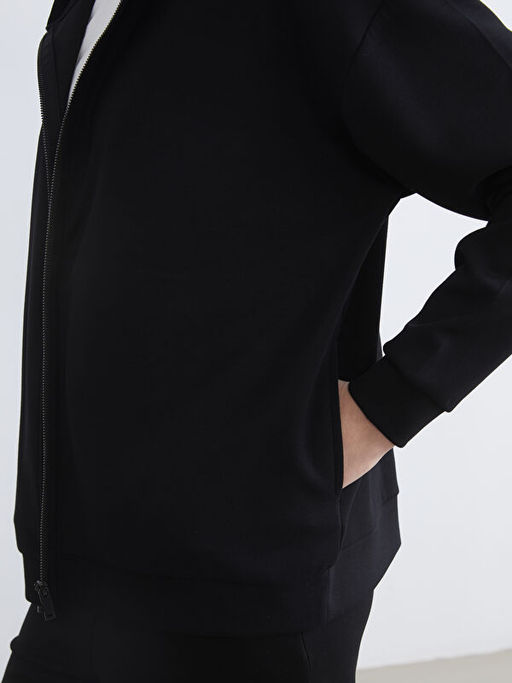Kap??onlu Soft Touch Kad?n Fermuarl? Sweatshirt