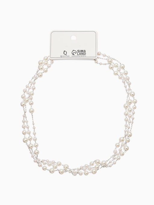 Бусы жемчужные, длинные, d=3.4, 5.6, 8.10, белые в серебре