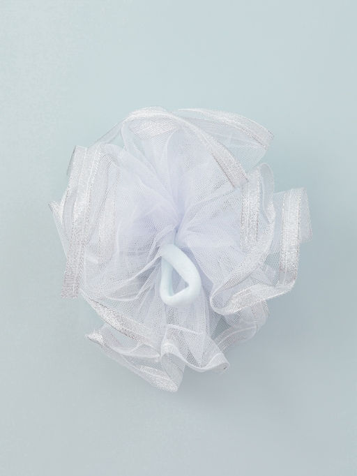 Цена за 6 шт. Бант для волос на резинке «Школьница», волна блеск, d=13 см, белый