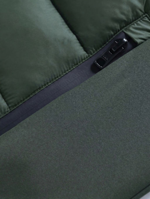 Куртка женская гибридная стёганая с капюшоном с графеновой подкладкой цвета хаки 9630_1Kh