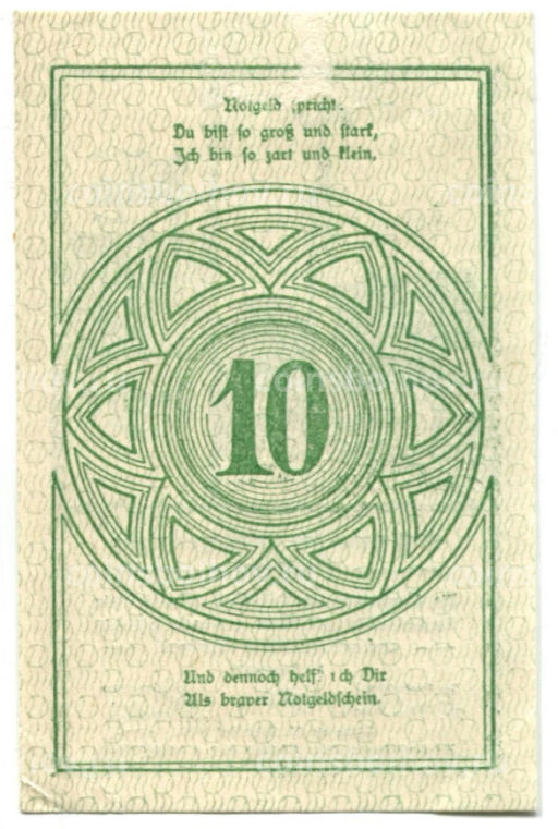 10 геллеров 1920 года Австрия Растенфельд (нотгельд)