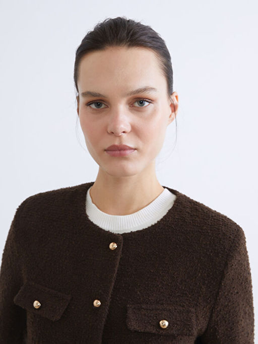 Bisiklet Yaka Kad?n T?vit Ceket