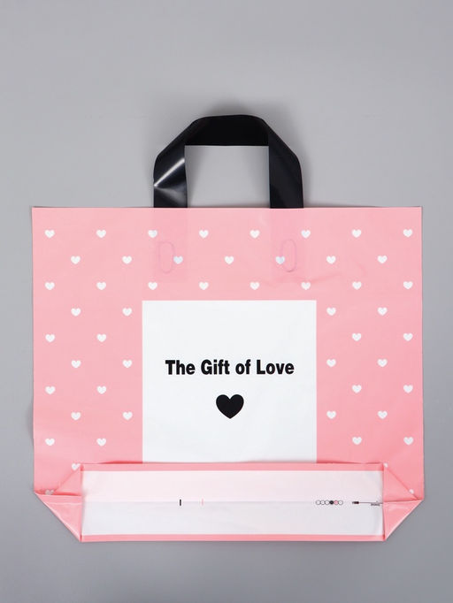 Цена за 50 шт. Пакет с петлевой ручкой "Подарок любви" 35 х 30 х 8, см, 60 мкм