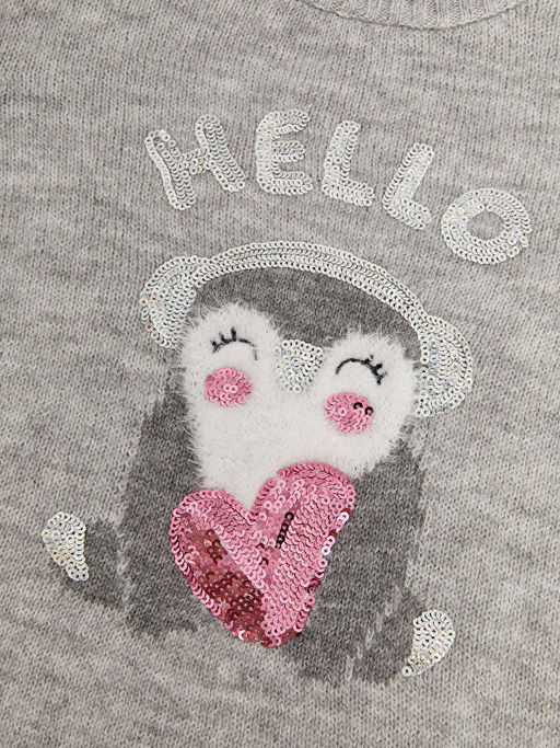 Bisiklet Yaka Desenli Uzun Kollu K?z ?ocuk Triko Kazak - Waikiki фото 3