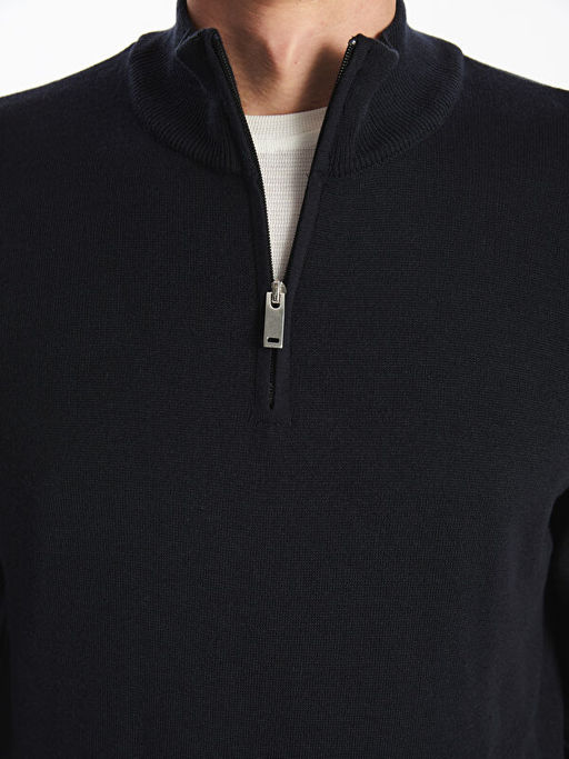 Dik Yaka Uzun Kollu Erkek Triko Kazak