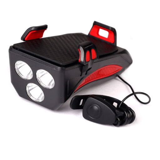 Фонарь передний COMIRON HOLDER ABS, IPX5; 3*T6 LED 400lm 4800mAh USB индикатор заряда POWER BANK сигнал 130Дб крепление смартфона красный /уп 20/80/ - Галеонтрейд фото 8