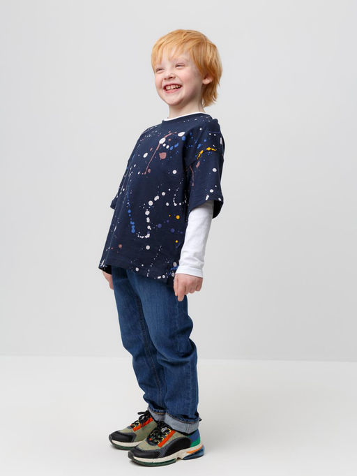 КР 302006/индиго,космические брызги фуфайка (футболка) для мал