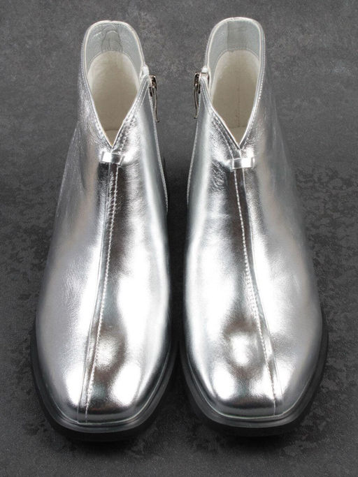 01-B50B-96C GREY/SILVER Ботинки демисезонные женские (натуральная кожа, байка)