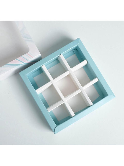 Цена за 5 шт. Коробка для конфет, кондитерская упаковка, 9 ячеек, Only for you 14.5×14.5×3.5 см