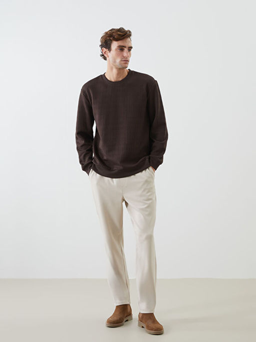 Bisiklet Yaka Uzun Kollu Erkek Sweatshirt