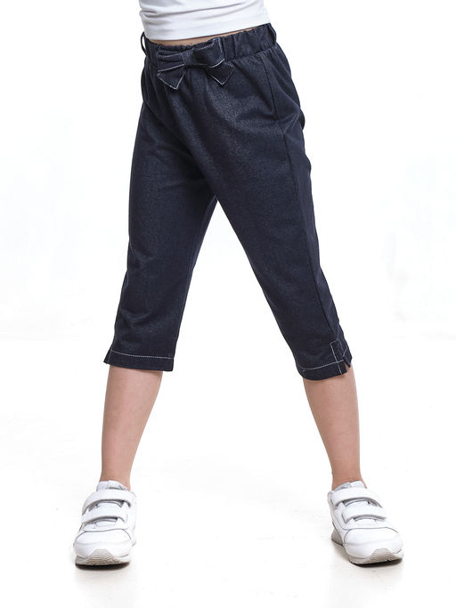 Джинсовые бриджи для девочки UD 4061 синий - Mini maxi фото 2