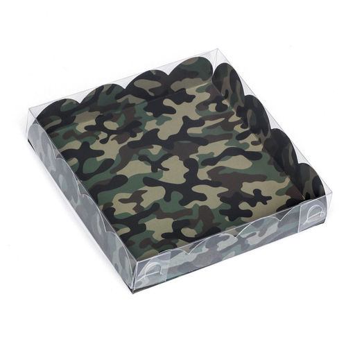 Цена за 5 шт. Коробка для печенья, «Зеленый камуфляж» 15×15×3
