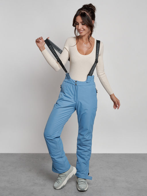 Полукомбинезон утепленный женский зимний горнолыжный голубого цвета 7601Gl - Colannia фото 13