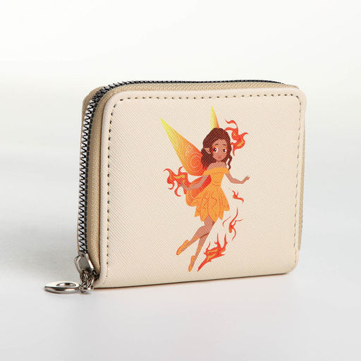 Кошелёк на молнии «Фея огня», отдел для карт, для монет, бежевый