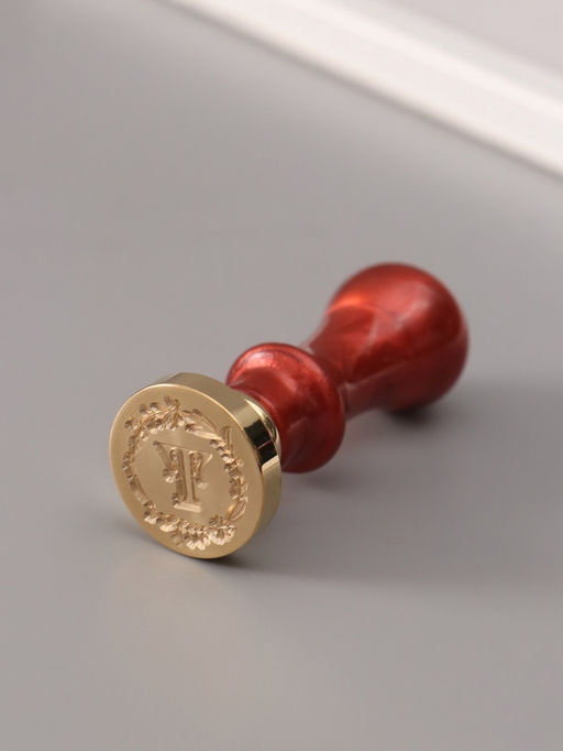 Печать для сургуча с пластиковой ручкой «Венок с буквой T», 2.5×2.5×6.3 см