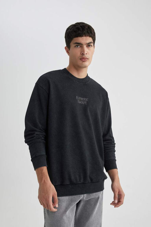 Толстовка оверсайз с круглым вырезом - Defacto фото 4