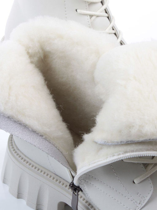 04-PAX27-2Z MILK Ботинки зимние женские (натуральная кожа, 100% шерсть)