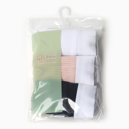 Трусы женские слипы MINAKU рубчик, набор 3 шт., размер 40-42, белые, бежевые, чёрные