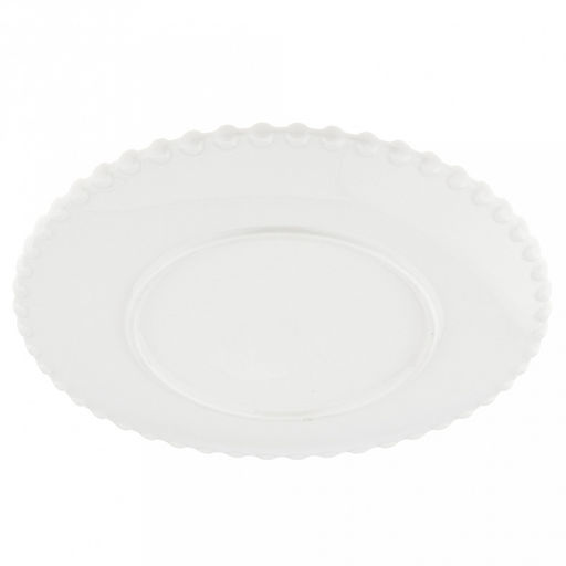 Тарелка десертная фарфоровая "Жемчуг" д188мм h15мм, фигурный кант, белый (Китай)