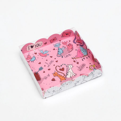 Цена за 5 шт. Коробка для печенья, LoVe, 15×15×3 см