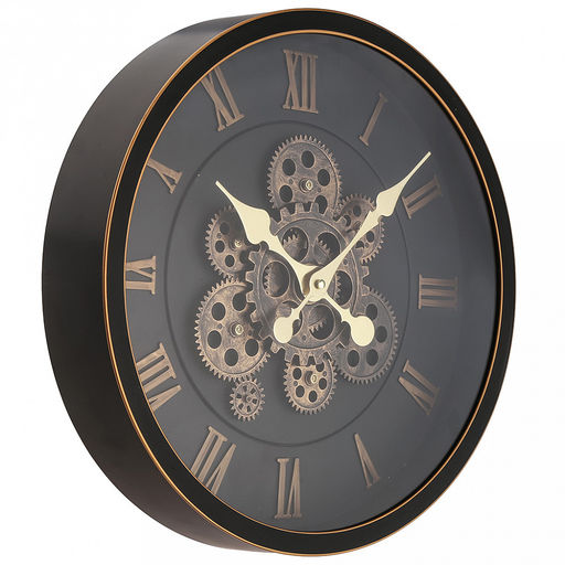 Часы настенные Легион д39,3см, h7см, циферблат Шестеренки вращающиеся, черный/потертое золото; цифры римские, потертое золото; корпус пластик, черный, полоски золотого цвета; в лотке (Китай) - Домашняя мода фото 2