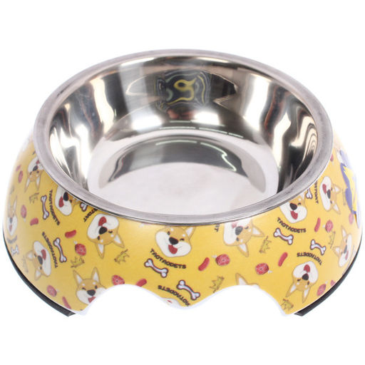 Миска из нержавеющей стали "ЛЮБИМЫЙ БРО", корги, 11*14*4.5см (наклейка)