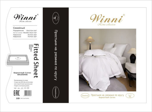 КПБ Mency Winni Бархатный Сатин на резинке по кругу MENBSR09 Евро